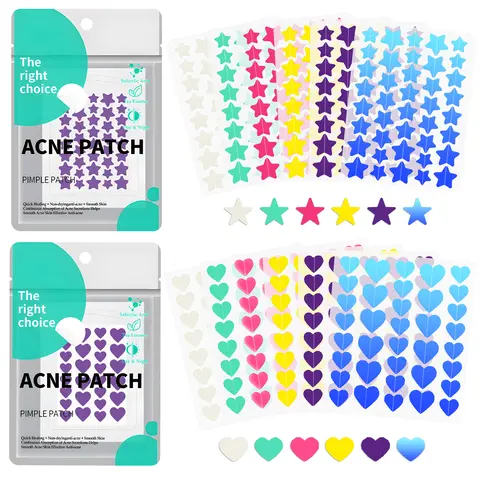 Hydrocolloid Anti-Acne Facial Patches (456 Count, 216 Star & Heart Shapes) with Tea Tree Oil & Salicylic Acid, Gentle Adhesive Patch Acne Treatments for Blemishes & Blackheads, Waterproof Peel-Off Skin Repair Care