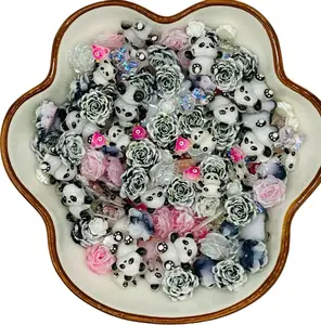 Panda Flower Mix Mini Charms for DIY, No Hole, Nail Art, Nail Charms, Hobbies- 20ML