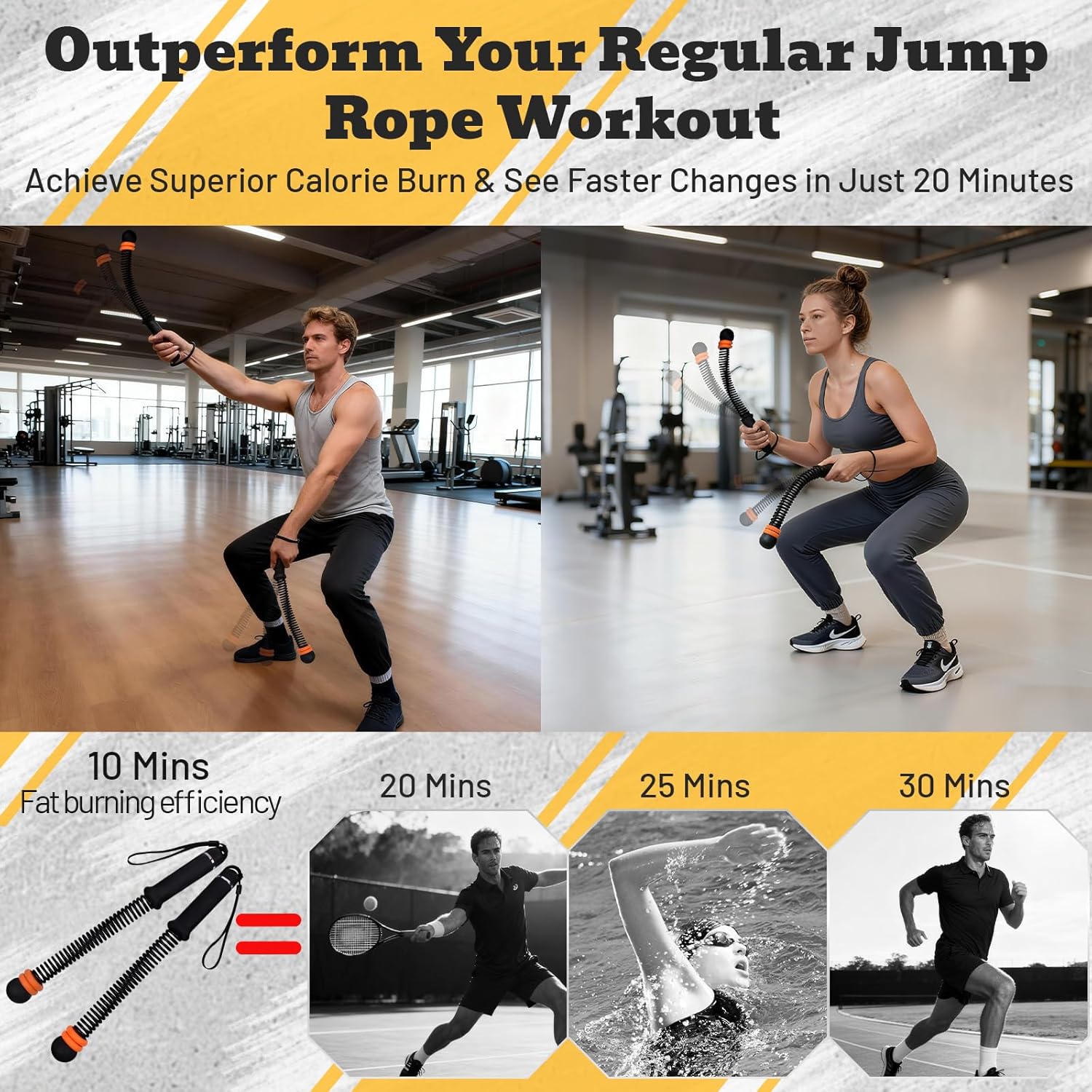 New Upgrade 2PCS Weighted Cordless Battle Ropes - Quiet Ropeless Training Rope for Home Gym, Strength & HIIT Workouts. Portable, Noise-Free Full-Body Exercise Equipment.