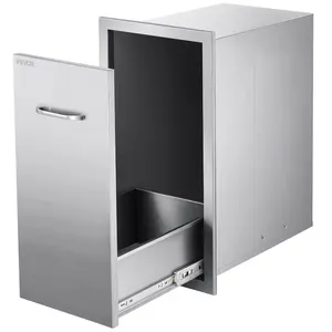 VEVOR Outdoor Kitchen Trash Drawer, 13.54Wx 19.61Dx 25.79H Interior Storage, Multi-Purpose Outdoor Kitchen Drawers Stainless Steel, 55 lbs Max Capacity per Tier, for Outdoors BBQ Island Kitchens