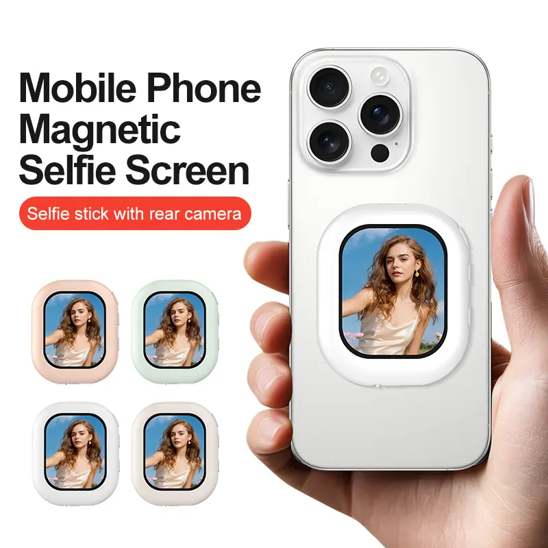 【Summer Survivals】JOYTUTUS Vlog Selfie Mini Monitor Screen - Magnetic Back Mobile Camera Monitor for iPhone & Android, Wireless Smartphone Selfie Mirroring, 164FT Range Bluetooth Remote, Built-in Speaker for Vlog Live Stream, Mobile Phone Accessories