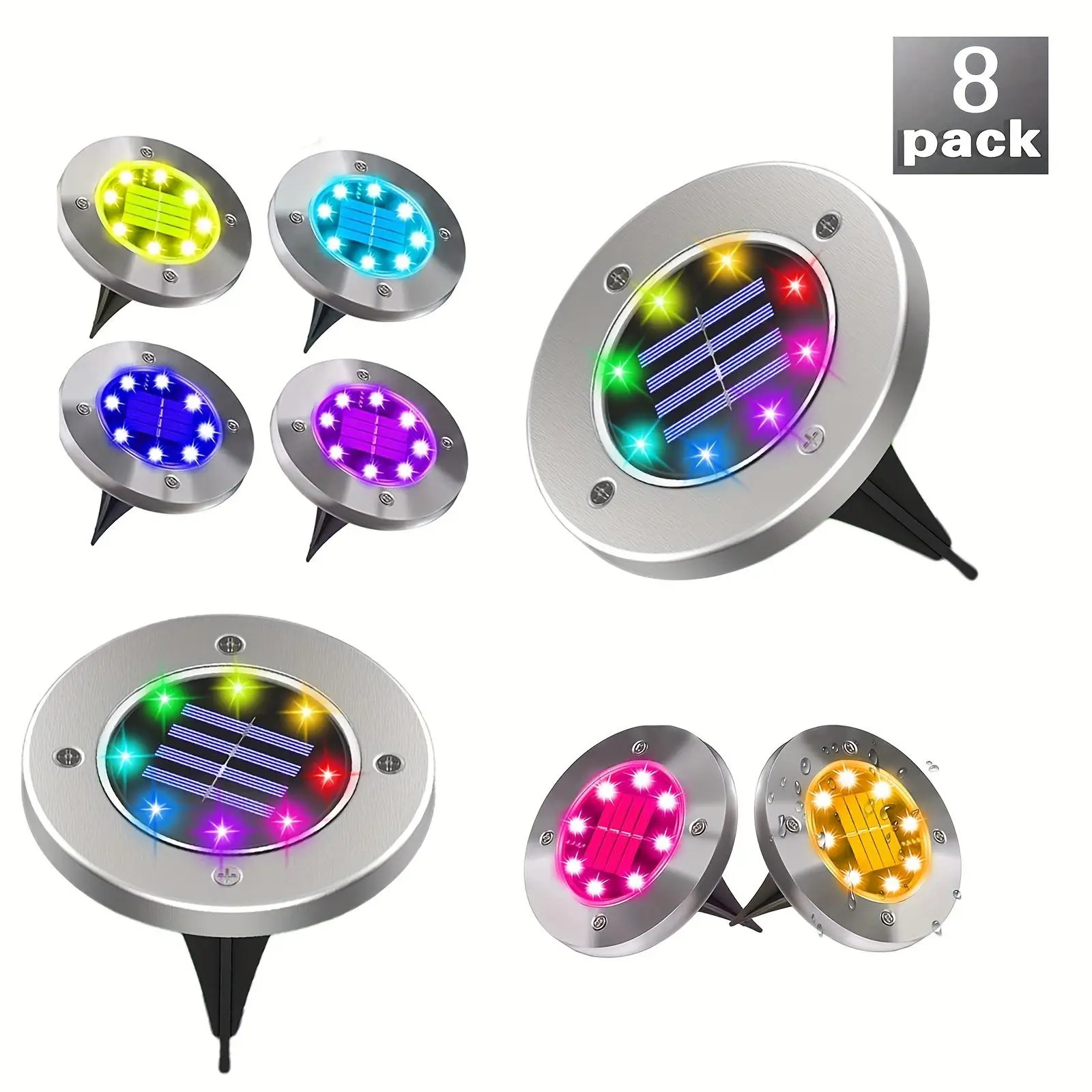 Solar Powered Ground Light, Color Changing Solar Ground Light, Waterproof Solar Disc Light, Outdoor Landscape Light For Pathway Garden Yard Lawn Walkw