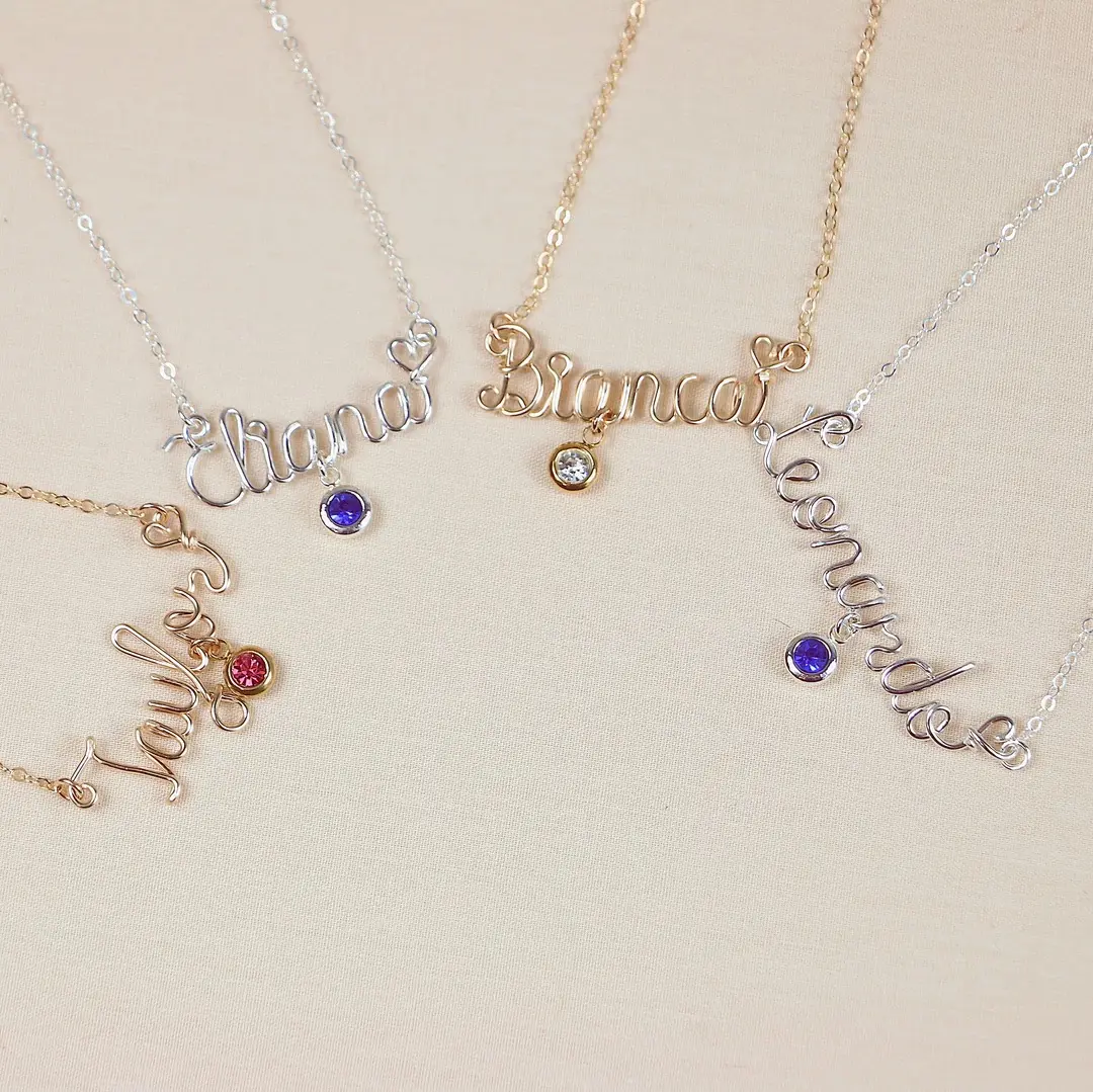 Blue Raspberry Necklace | Personalized Name Necklace with Blue September Birthstone