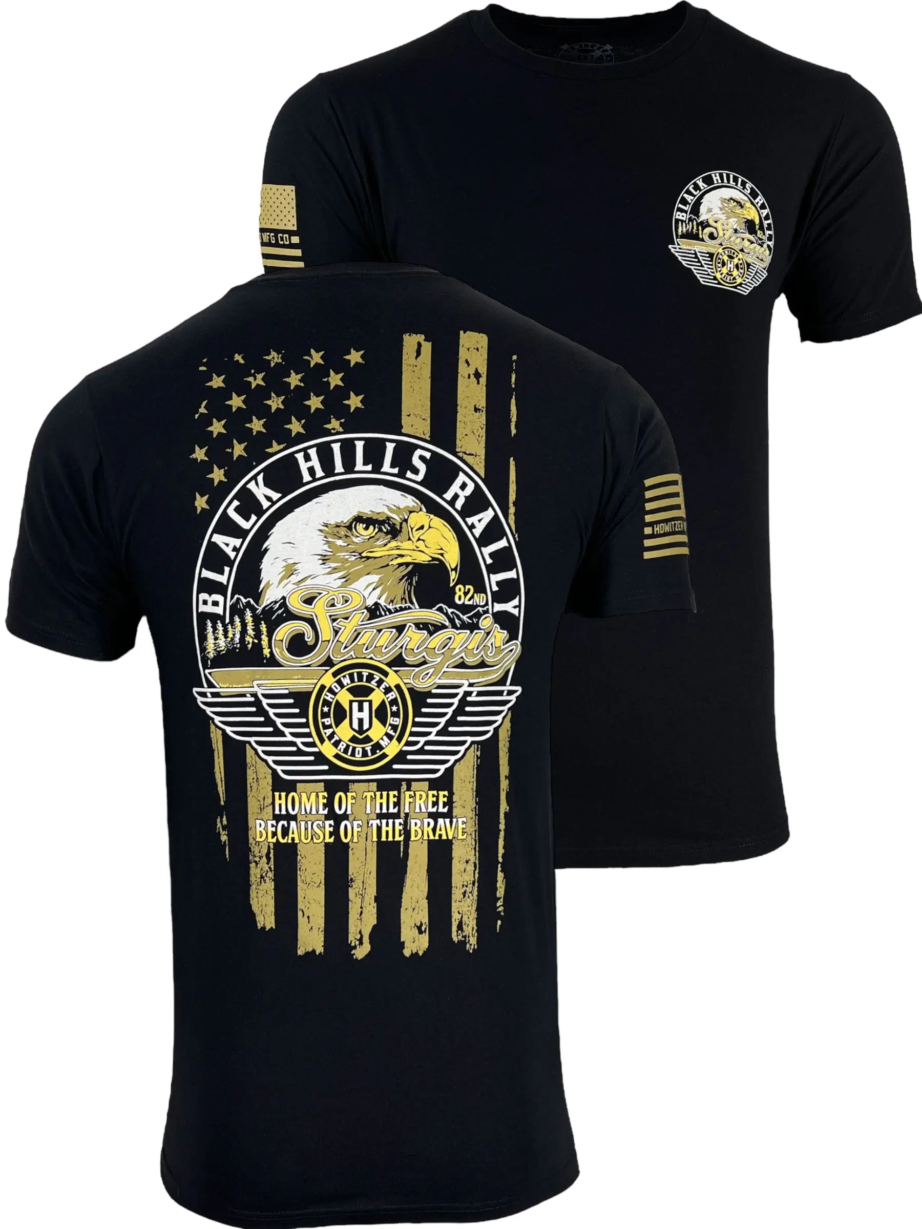 Howitzer Men's Sturgis Military Graphic T-Shirt - 100% Cotton Round Neck Short-Sleeve Patriotic Original Tshirt for Veterans Charity Support, All Seasons Menswear Top, Shortsleeve, Support Veterans, Firefighters, Hand Drawn Art, Casual, Support First Resp