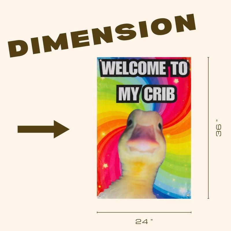 GyroStriker "Welcome to My Crib" Duck Poster, Swirling Background, 2x3 Feet Dorm Tapestry, Premium Quality, Damage-Free Hanging Clip