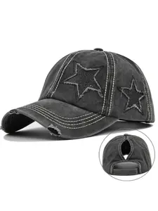 Unisex Retro Star & Lines Embroidery Baseball Cap, Vintage Embroidered Cap, Casual Sporty Hat for Men & Women, Outdoor Sun Protection Cap for Daily Wear, Perfect for Students and Outdoor Sports, Adjustable Hat