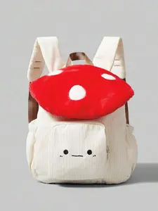 Niche cartoon mushroom top creative design bag, fashionable and casual trendy versatile, cute and soft fun schoolbag, three-dimensional mushroom small backpack, versatile and suitable for daily travel, shopping, etc.
