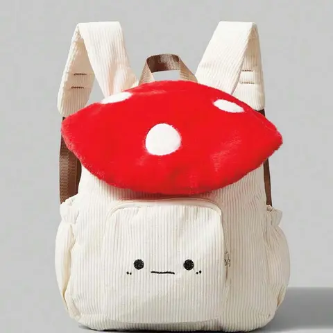 Cute Casual Trendy Three-dimensional Mushroom-Shaped Backpack, Fluffy Backpack, Fuzzy Backpack, Cartoon Niche Exquisite Versatile Backpack, Mushroom Design Bag, Suitable for Travel, Shopping and Daily Wear