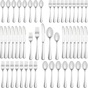 50 Piece Silverware Set Service for 10,Premium Stainless Steel Flatware Set,Mirror Polished Cutlery Utensil Set,Durable Home Kitchen Eating Tableware Set,Include Fork Knife Spoon Set,Dishwasher Safe