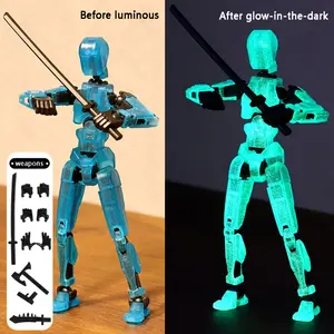 1set luminous assembly 3D printed action dolls, multi-joint action dolls, outdoor games and desktop decoration games, home office decoration gifts toy