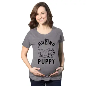 Maternity Hoping Its A Puppy T shirt Funny Sarcastic Pregnancy Announcement Tee Funny Graphic Maternity Tee Cute Pregnancy Tees With Plus Sizes Pregnant Sarcastic Maternity Wear Funny Dog Short Sleeve Maternity Dark Grey