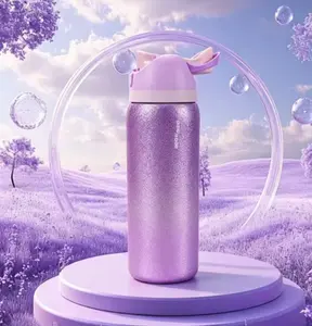 Owala Eggstra 32 oz Purple Glitter Bottle Stainless Steel for girl and princess, Limited Edition Shimmery Purple Water Bottle, BFA Free Glitter Purple Insulated Stainless Steel Water Bottle - Straw Lid, 24hr Cold Retention