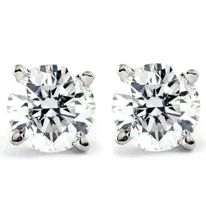Tiny 1/4Ct Round Diamond Small Stud Earrings in 14K White or Yellow Gold Classic Setting
