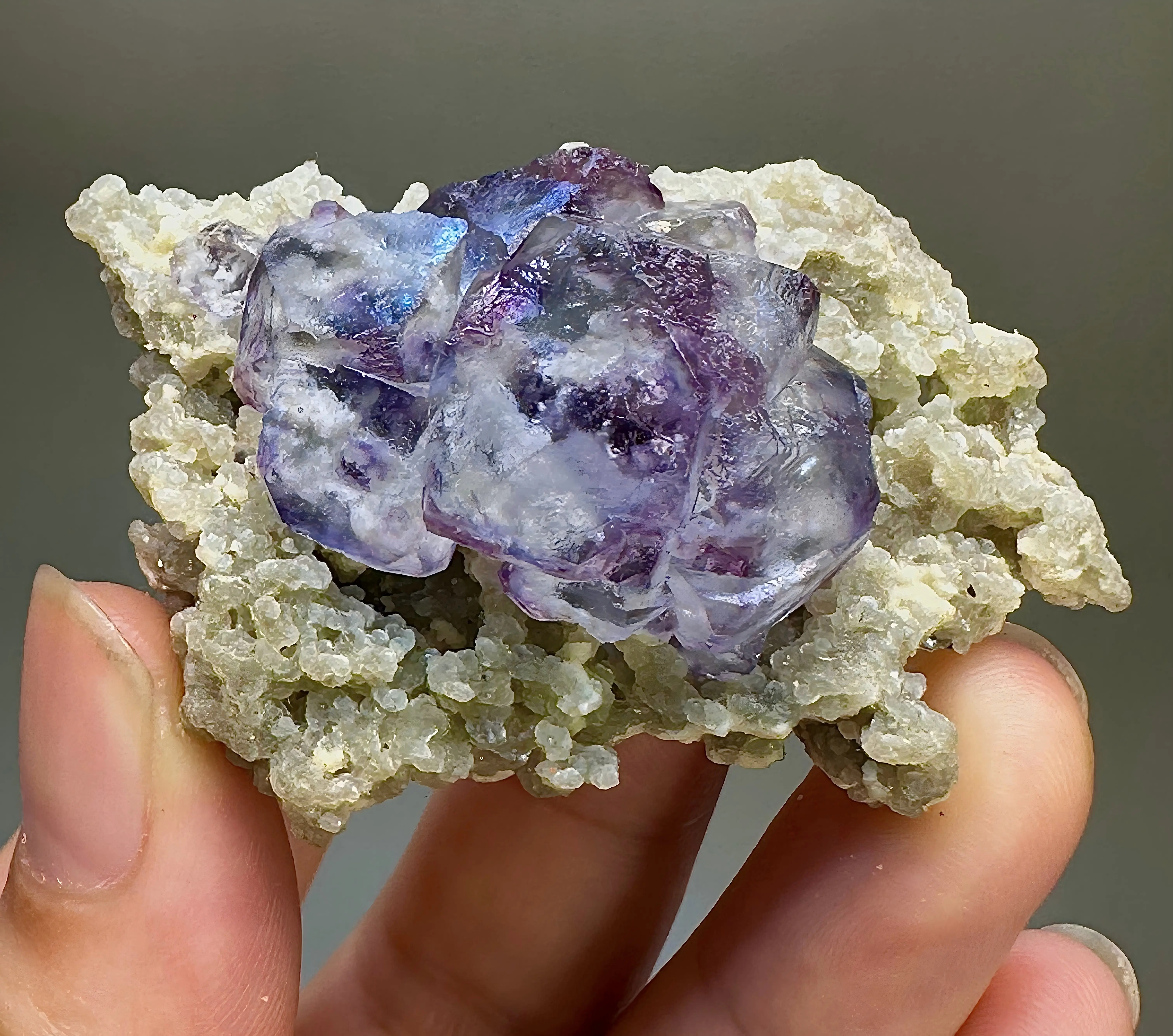 Superb quality YGX fluorite, composed of multiple crystals that form a large blue‑purple crystal – the top choice for collectors.