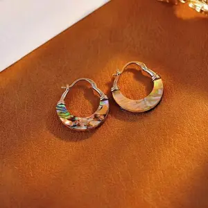 Unique Abalone Shell Accent Ear Huggies, Non Tarnish Earrings, High Quality Daily & Party Jewelry, Mother’s Day Gift for Her