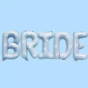 Blue Bride Balloons with Bow Accents (1-PACK), Perfect for Something Blue Themes, Ideal for Bridal Showers & Bachelorette Parties