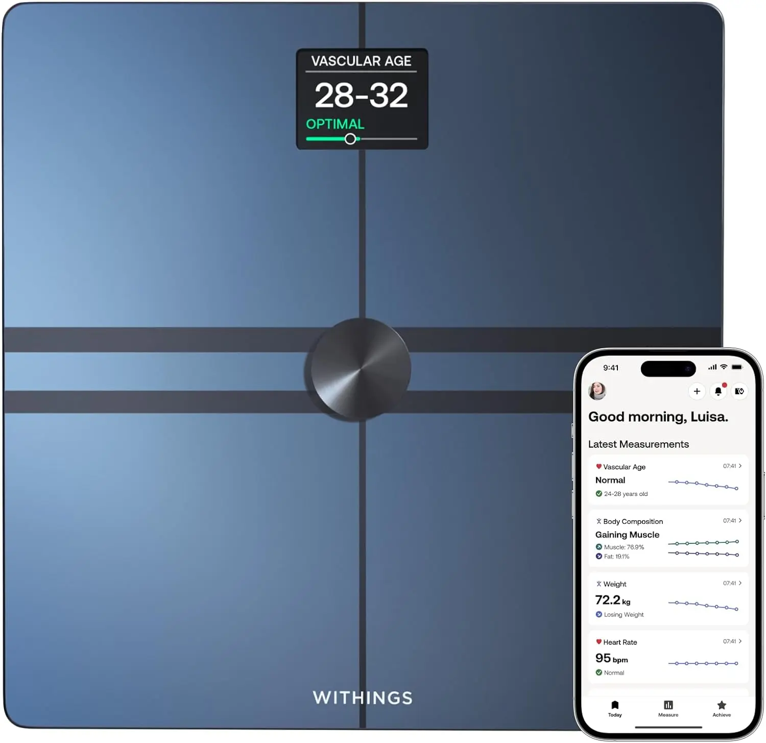 WITHINGS Body Comp WLAN Smart Scale with Full Body Analysis Including Fat Content, Muscle Mass, Bone Density, Visceral Fat, Digital Personal Scales/Body Fat Scales with Bluetooth, Black