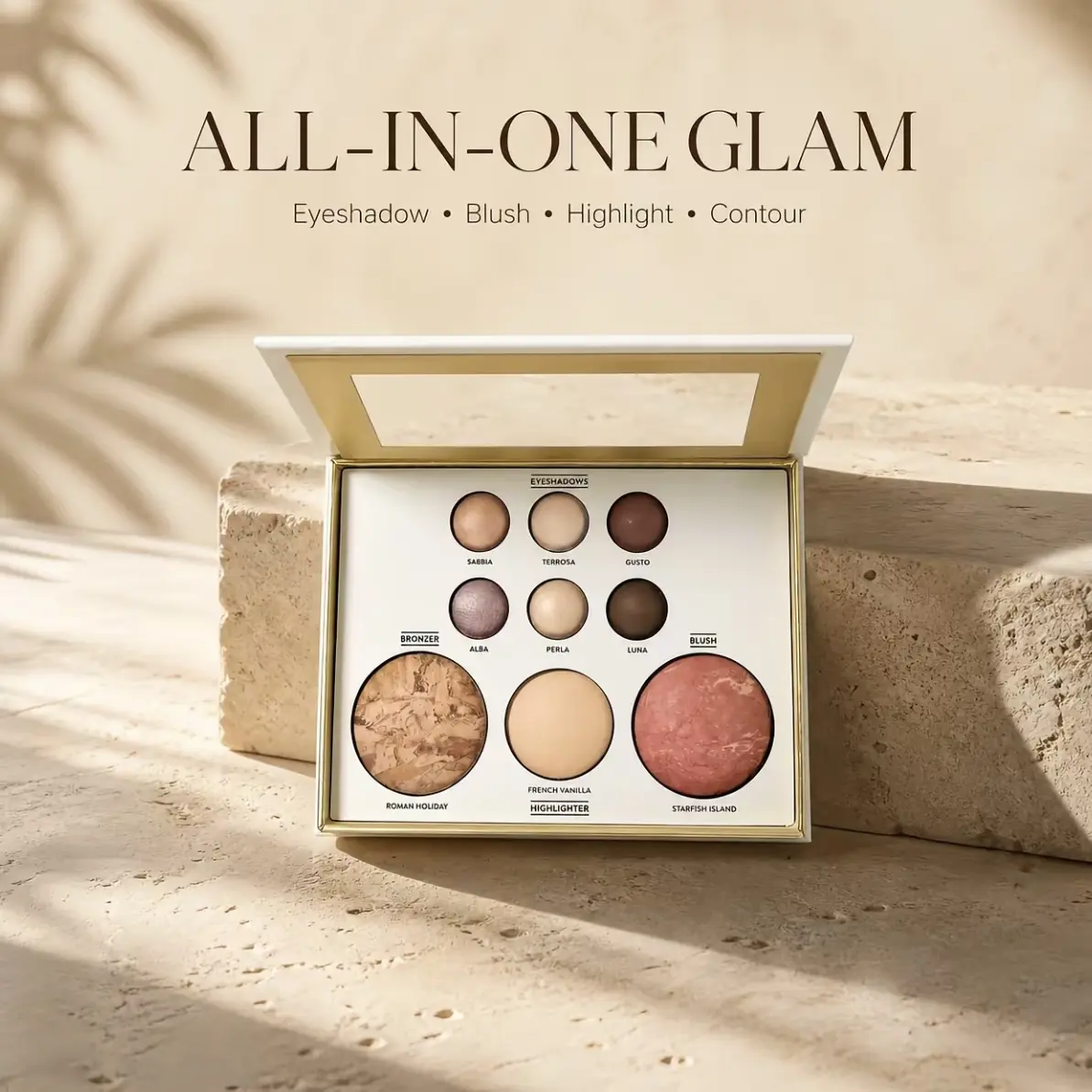 Holiday Baked Starter-FullFace Makeup Palette,Multi-Use Makeup Palette with Eyeshadow Contour Blush Highlighter,Perfect Gift for Loved Ones,rearranging palette,moving eyeshadow,Highly Pigmented Palette Baked Tan makeup geller  Baked Starter full face kit