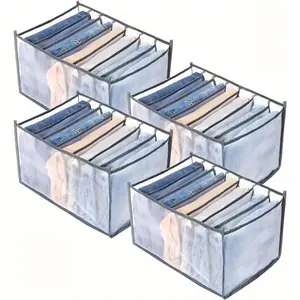 Jeans Compartment Storage Box Closet Clothes Drawer Mesh Separation Box Stacking Pants Drawer Divider Can Washed Home Organizer