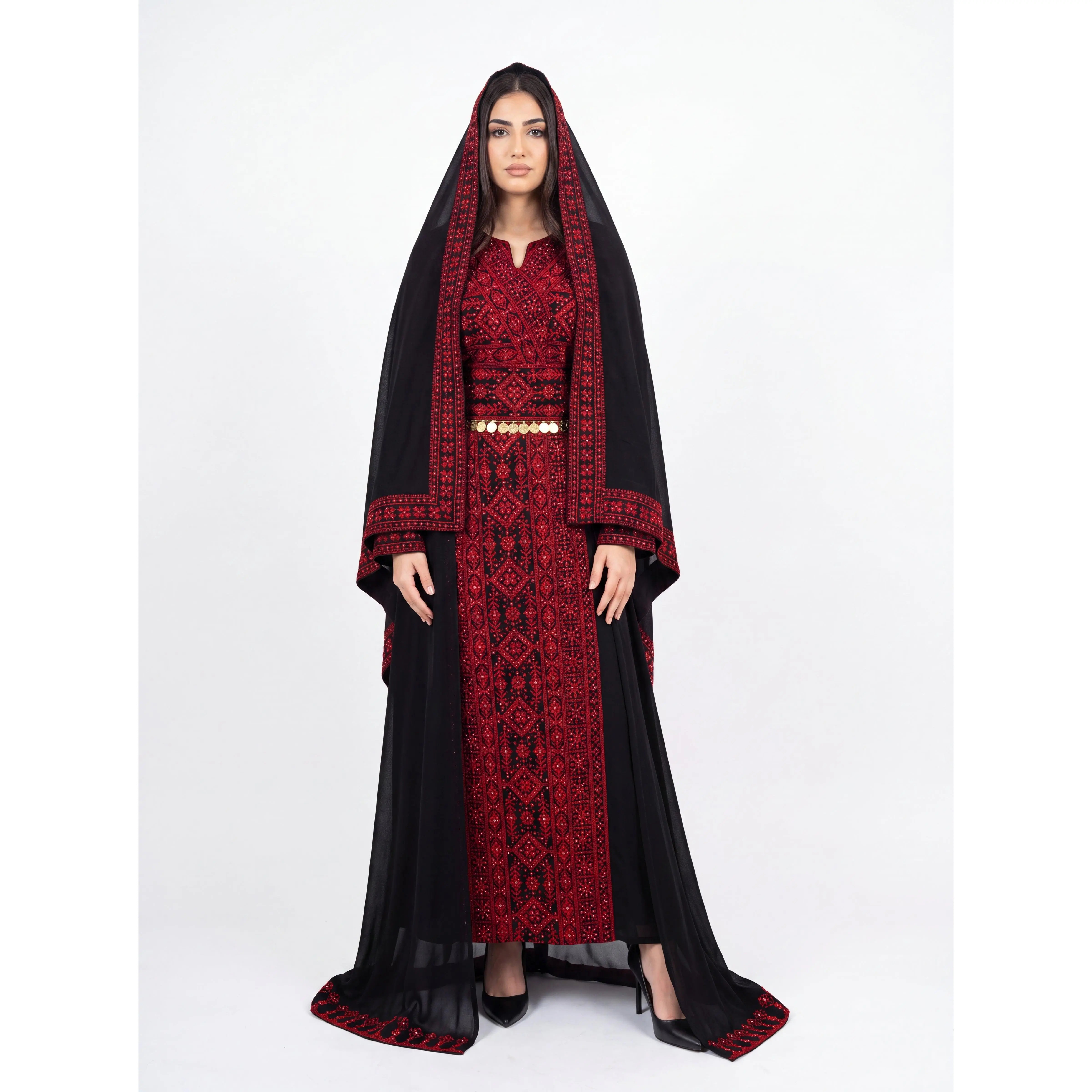 Bridal Thobe 3-Piece Set, an Elegant Formal Ensemble for Weddings in Premium Fabrics that Drape Beautifully, Bride