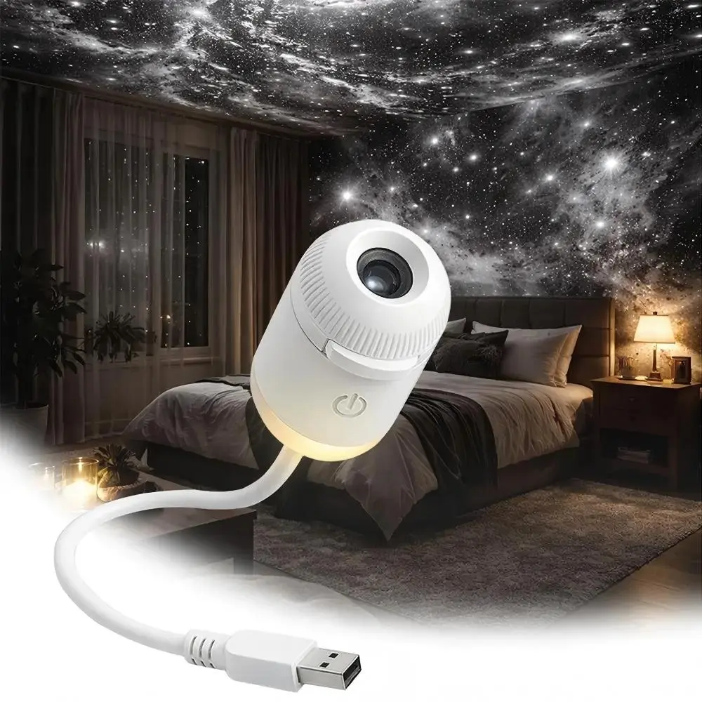 2-in-1 Galaxy Projector Night Light, USB Starry Sky Night Light Projector with Adjustable Brightness, Hd Smart Dynamic 5d Holographic Night Light Projector ,Suitable for in-car/indoor projection/holiday parties/Christmas(with 3/6/12/24 Films)