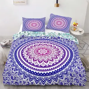 Mandala Bedding Set Without Filler, Bohemian Design for Bedroom Decor, Soft Comfortable All-Season Bedding (1 Quilt Cover + 2 Pillowcases)