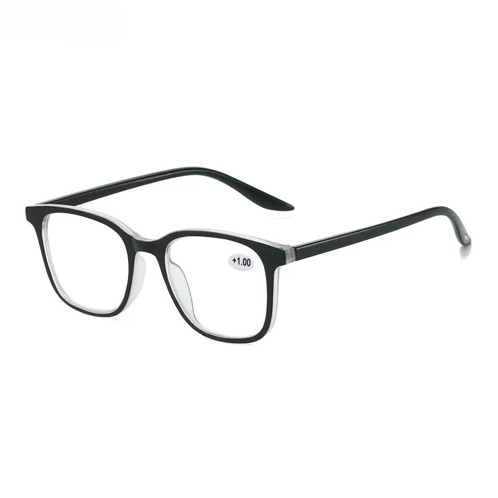 FHSY SHOP Two-Tone Black & Clear Reading Glasses +1.00 Anti-Blue Light UV Filter Comfortable Non-Slip for Men Women Streetwear School Everyday Fashion Glasses