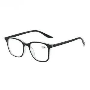 FHSY SHOP Two-Tone Black & Clear Reading Glasses +1.00 Anti-Blue Light UV Filter Comfortable Non-Slip for Men Women Streetwear School Everyday Fashion Glasses