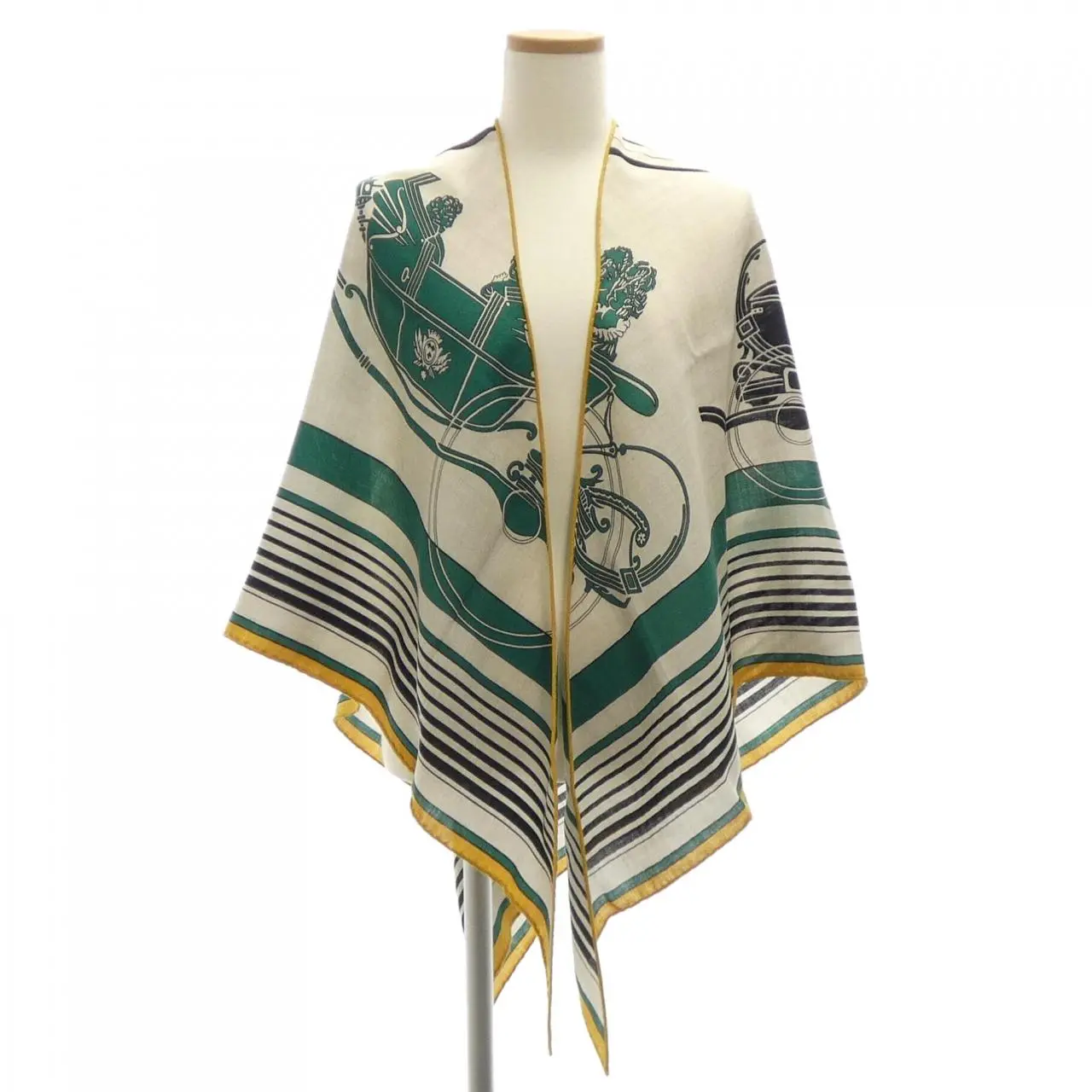 Pre-owned HERMÈS Cashmere Small Leather Goods Hermes EX LIBRIS Silk Triangle Shawl