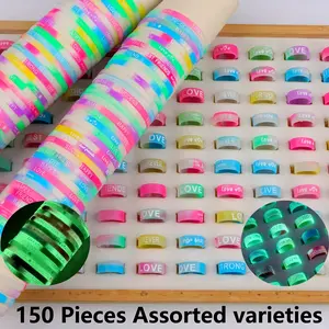 150pcs/Set Silicone Bracelet Rings Sport Elastic Stretch Bands Colorful Fashion Accessories for Men Football Party Gifts
