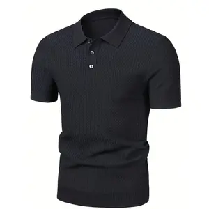 Men's summer solid-color lightweight knitted short-sleeved top Casual Polo Black Knitwear Menswear Knife Beige Plain Biker Shortsleeve