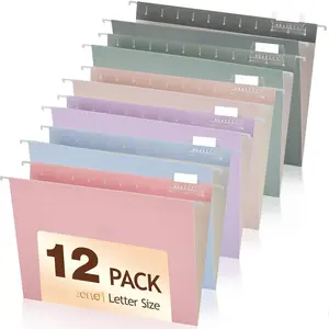 File Folders Letter Size, 12-Pack  File Folder with 1/5-Cut Tabs, Pastel File Folders  Organizers for Filing Cabinet, Bulky Files &  Charts