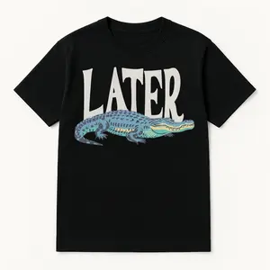 Crocodile T-shirt Retro 90s Style Short Sleeve Funny Graphic Loose Fit Tee for Men & Women Casual Gift Idea