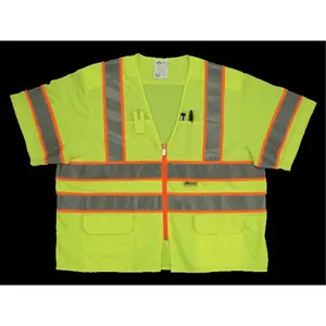 212 MAIN MS539C-3 Reflective Safety Work Vest, Class 3, 2W ANSI Certified, Mesh & Solid Design, Lime, 4XL, 1 Cell Phone Pocket, Home Improvement Work Safety Equipment, Work Safety Vest
