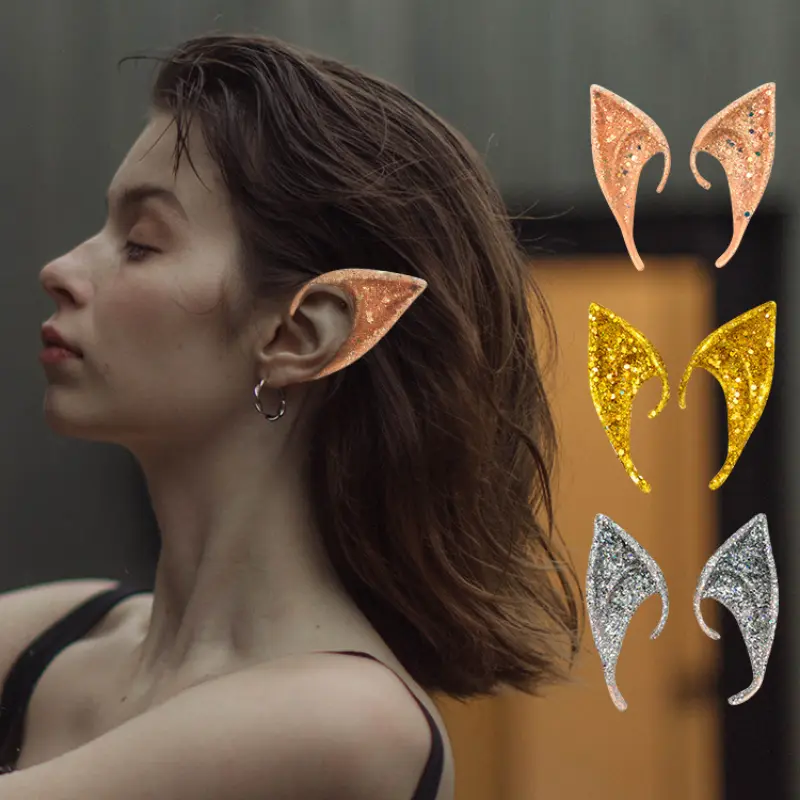 Halloween Elf Ears Latex Cosplay Props Party Fantasy City Pointed Ears Elfear