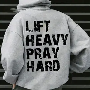 [Made In USA] Lift Heavy Pray Hard Hoodie Classic Christian Theme Thick Fleece Unisex Design