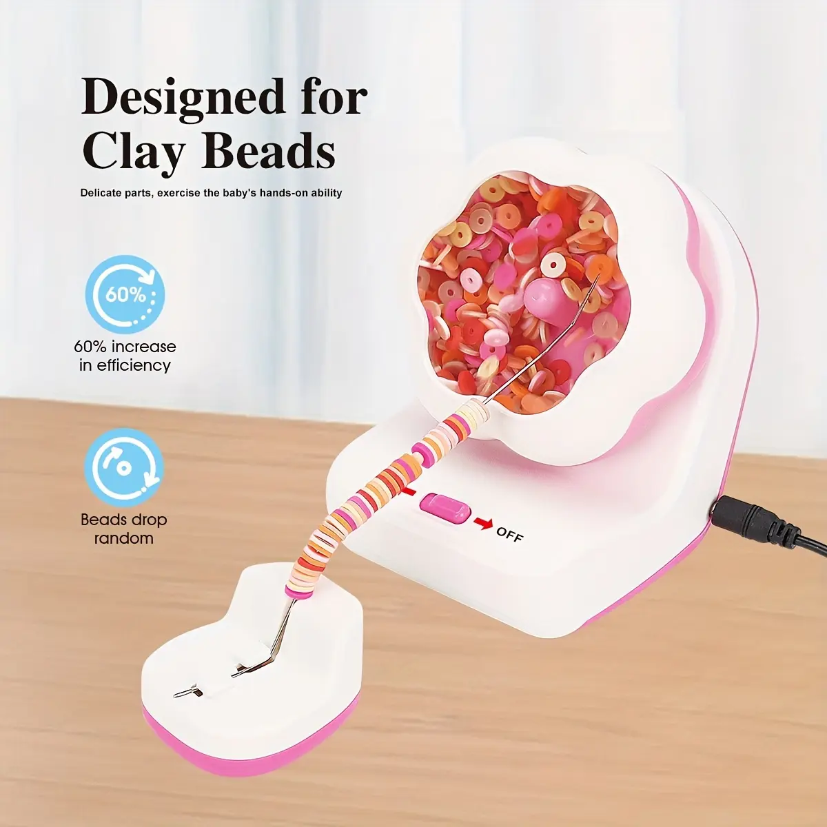 Automatic Rotating Beads String Machine, Electric Turntable, Can Be Used Vertically and Horizontally, DIY Professional Bead Tassel Jewelry Making Tools, Creative Hand Weaving Bracelet, Surprise Birthday Gift-Bead Knitting Machine