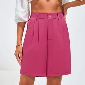 luvamia Bermuda Shorts for Women Dressy Casual High Waisted Summer Work Elastic Waist Pleated Dress Shorts with Pockets Bermudashorts jorts jean shorts