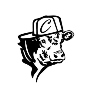 Custom Cow With Initial (Put Intial In Notes) Squatted Truck & Car Decal - Handmade in the US with Weather Resistant Vinyl