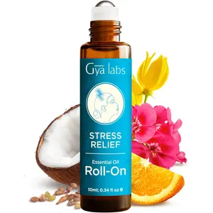 Gya Labs Stress Relief Essential Oil Roll-On – Calming Ylang Ylang, Rose Geranium & Sweet Orange Aromatherapy Blend – Helps Ease Daily Tension & Promote Relaxation – Travel Size for Women & Men (0.34 Fl Oz)mothersdaygift, tiktokshopstockup,Summervibes
