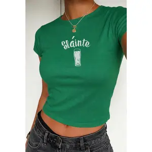 Slainte St Patrick's Day Baby Tee, Funny Beer Crawl Shirt, Y2K St Paddys Crop Top, Cute Lucky Girl Irish TShirt, Saint Pattys Parade