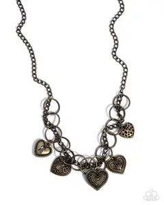 Botanical Balance - Brass Heart Charm Short Necklace - Paparazzi