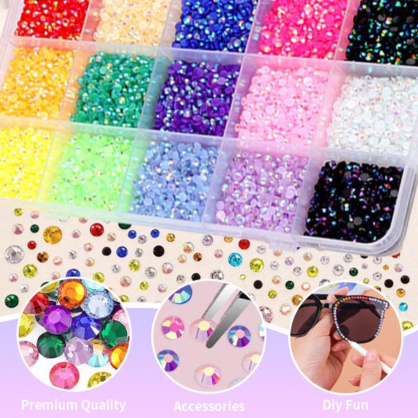 18000Pcs 15 Color 3mm Resin Jelly Rhinestones for Crafting Bedazzling, Multicolor 3mm Flatback Gems for Crafts Clothing Clothes Tumblers Shoes Nails, Flat Back Mixed Color Bulk Bedazzler Kit Jewels with Gifted Tool, jselly resin rhinestones