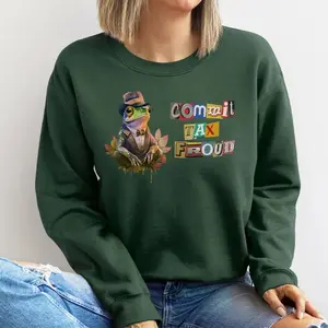 Commit Tax Fraud Sweatshirt, Meme Sweatshirt, Funny Sweater, Frog Crewneck Sweatshirt