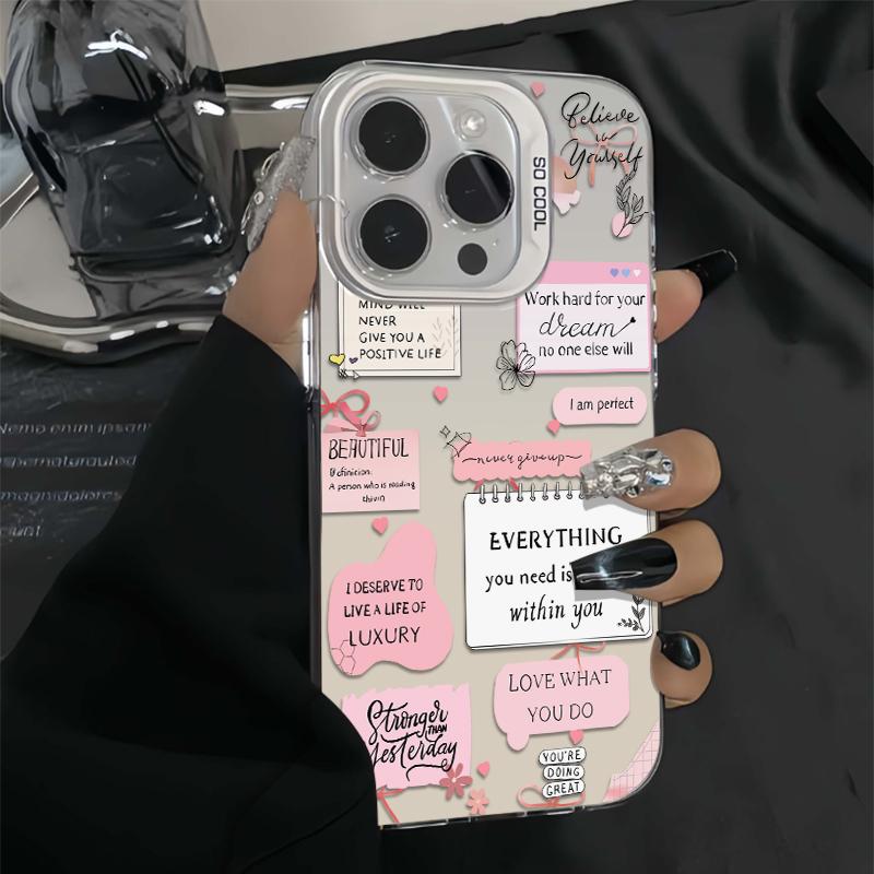 Pink Style Growth Quotes Phone Case Durable Hard Acrylic Back Case With An Anti-Yellowing Coating, Made From High-Quality Designed For Reliable Drop Protection For Your Phone For iPhone 17.16.15.14.13.12.11.X.XS.XSMAX.XR.8.7
