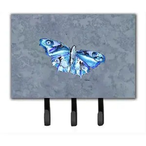 212 MAIN 6x9 In. Metal Wall Mount Hook - Butterfly Print Decoration, Hanging Leash and Key Holder Hanger