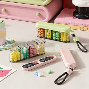 1 pack，Large Capacity Mini Pill Organizer, 4 Compartments Daily Medication Divider, Portable Weekly Travel Medicine Box, Stylish Design