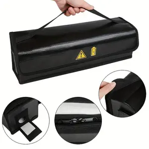 E-Bike Battery Safe Bag,Large Capacity Fireproof Lipo Bag for Ebike Battery Charging and Storage (19.3 x 5.9 x 7 Inch)