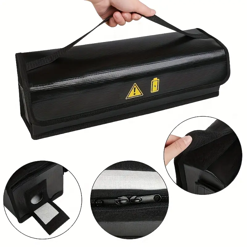 Fireproof Lipo Safe Bag for E-Bike Batteries, Large Capacity Cycling Battery Storage and Charging Case with Enhanced Safety Features, Practical and Versatile (19.3x5.9x7 in)