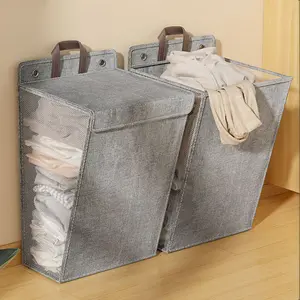 Wall Mounted Foldable Laundry Basket Multifunctional Storage Hamper for Home & Dorm